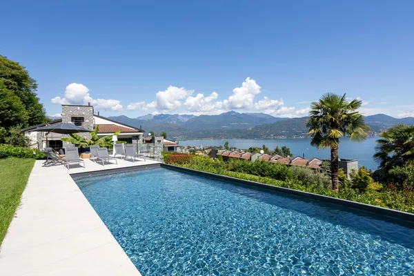 The private pool with the villa and its terrace behind